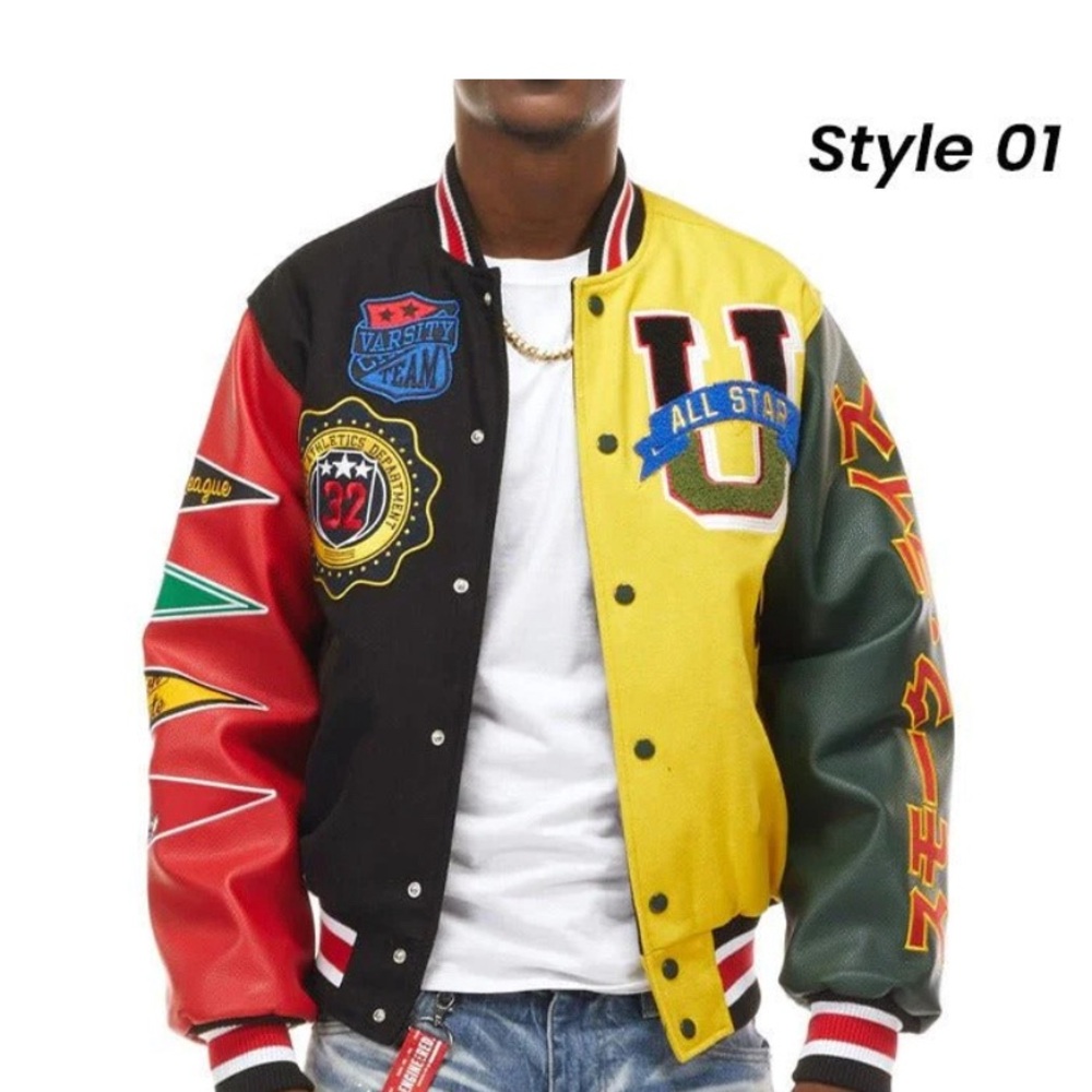 Varsity Colorful Patchwork Bomber Jacket
